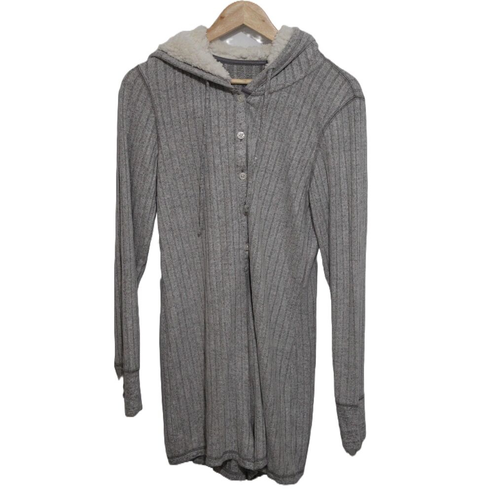 Abercrombie & Fitch Sleepwear Grey Sherpa Button-Up Cardigan Sweater Size Large